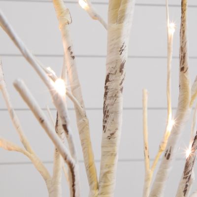 Image showing  4 ft. Pre-Lit Artificial Birch Tree with 50 Warm White LED Lights