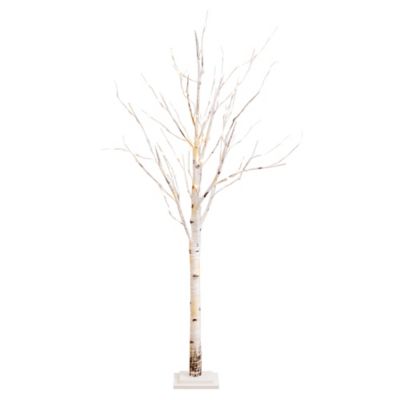 Nearly Natural 5 ft. Pre-Lit Artificial Birch Tree with 76 Warm White LED Lights