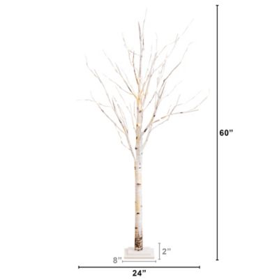 Image showing  5 ft. Pre-Lit Artificial Birch Tree with 76 Warm White LED Lights