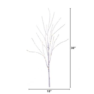 Image showing  2.5 ft. Pre-Lit Artificial White Birch Branches with Warm White 100 Micro LED Lights (Set of 2)