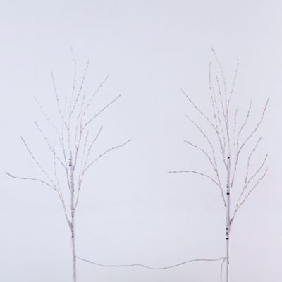 Image showing  2.5 ft. Pre-Lit Artificial White Birch Branches with Warm White 100 Micro LED Lights (Set of 2)