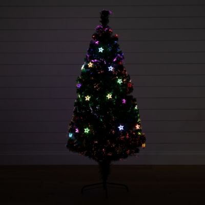 Image showing  5 ft. Pre-Lit Fiber Optic Artificial Christmas Tree with 60 Colorful Star-Shaped LED Lights