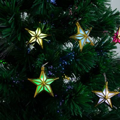 Image showing  5 ft. Pre-Lit Fiber Optic Artificial Christmas Tree with 60 Colorful Star-Shaped LED Lights