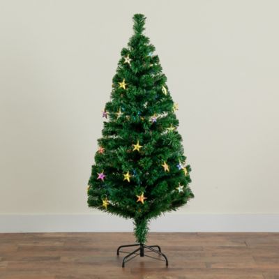 Image showing 8 th Nearly Natural 5 ft. Pre-Lit Fiber Optic Artificial Christmas Tree with 60 Colorful Star-Shaped LED Lights