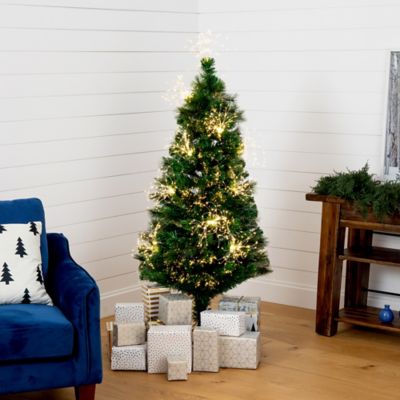 Image showing 6 th Nearly Natural 5 ft. Pre-Lit Fiber Optic Artificial Christmas Tree with 146 Warm White LED Lights