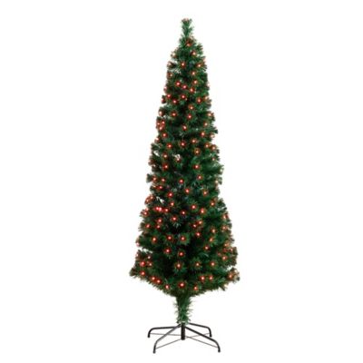 Nearly Natural 6 ft. Slim Pre-Lit Fiber Optic Artificial Christmas Tree with 282 Colorful LED Lights