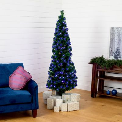Image showing  6 ft. Slim Pre-Lit Fiber Optic Artificial Christmas Tree with 282 Colorful LED Lights