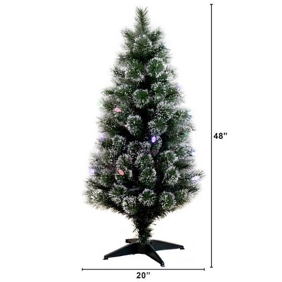 Image showing  4 ft. Snowy Pre-Lit Fiber Optic Artificial Christmas Tree with 40 Colorful LED Lights