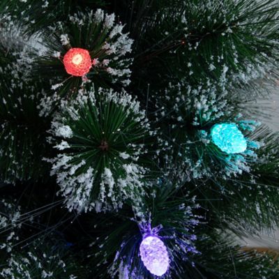 Image showing  4 ft. Snowy Pre-Lit Fiber Optic Artificial Christmas Tree with 40 Colorful LED Lights