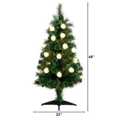 Image showing  4 ft. Pre-Lit Fiber Optic Artificial Christmas Tree with Mixed Tips and 37 LED Warm White Ornament Lights