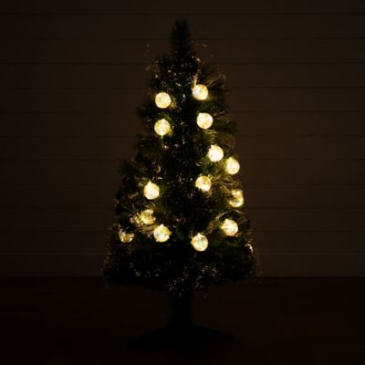 Image showing  4 ft. Pre-Lit Fiber Optic Artificial Christmas Tree with Mixed Tips and 37 LED Warm White Ornament Lights