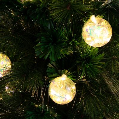 Image showing  4 ft. Pre-Lit Fiber Optic Artificial Christmas Tree with Mixed Tips and 37 LED Warm White Ornament Lights