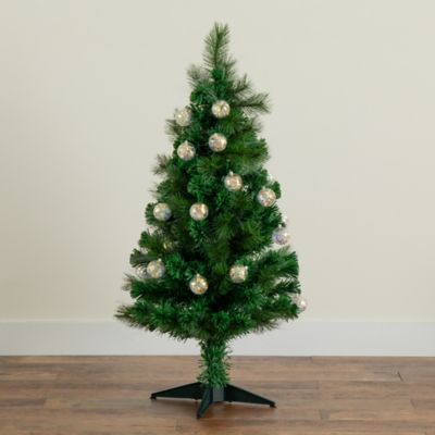 Image showing 7 th Nearly Natural 4 ft. Pre-Lit Fiber Optic Artificial Christmas Tree with Mixed Tips and 37 LED Warm White Ornament Lights