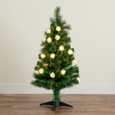Image showing 8 th Nearly Natural 4 ft. Pre-Lit Fiber Optic Artificial Christmas Tree with Mixed Tips and 37 LED Warm White Ornament Lights