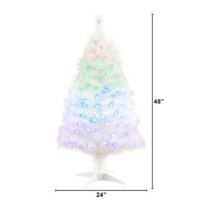 Image showing  4 ft. White Pre-Lit LED Fiber Optic Artificial Christmas Tree with Remote Control Light Show