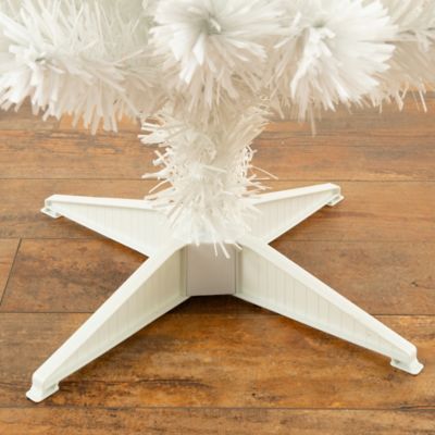 Image showing  4 ft. White Pre-Lit LED Fiber Optic Artificial Christmas Tree with Remote Control Light Show