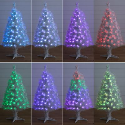 Image showing 9 th Nearly Natural 4 ft. White Pre-Lit LED Fiber Optic Artificial Christmas Tree with Remote Control Light Show