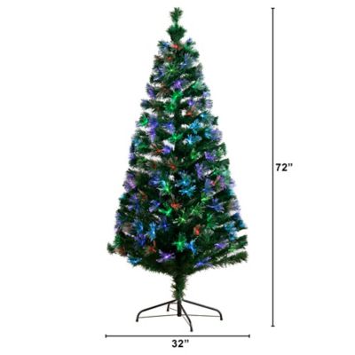 Image showing  6 ft. Pre-Lit Fiber Optic Artificial Christmas Tree with 220 Colorful LED Lights and Remote Control Light Show