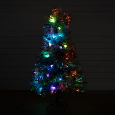 Image showing  5 ft. Flocked Pre-Lit LED Fiber Optic Artificial Pinecone and Berries Christmas Tree