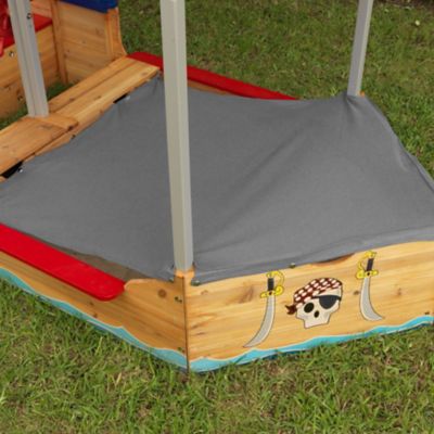 Image showing  Wooden Pirate Sandbox with Canopy, Covered Kid's Sandbox