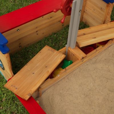 Image showing  Wooden Pirate Sandbox with Canopy, Covered Kid's Sandbox