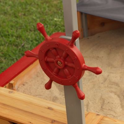 Image showing  Wooden Pirate Sandbox with Canopy, Covered Kid's Sandbox