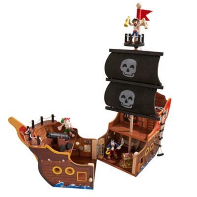 KidKraft Adventure Bound: Wooden Pirate Ship Play Set with Lights and Sounds, 8 Pieces Included