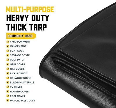 Image showing 5 th Core Tarps 20 ft. x 30 ft. Heavy-Duty Waterproof UV-Resistant Rip- and Tear-Proof Polyethylene Tarp, 20 mil, Black