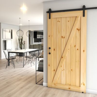 Image showing  36 in. x 96 in. Z-Shape Knotty Pine Barn Door Slab