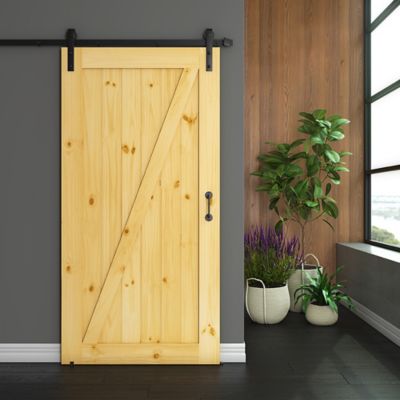 Image showing  36 in. x 96 in. Z-Shape Knotty Pine Barn Door Slab