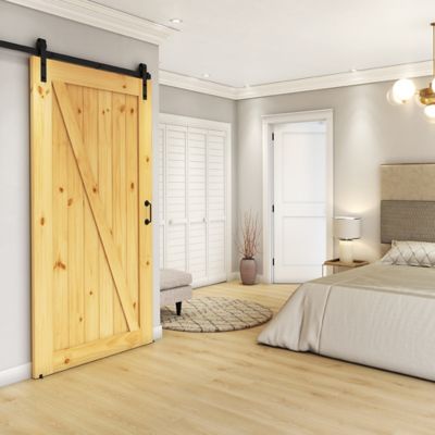 Image showing  42 in. x 96 in. Z-Shape Knotty Pine Barn Door Slab