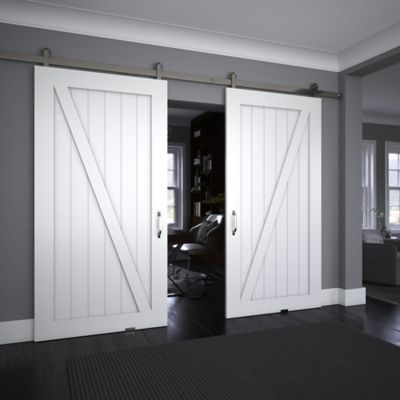 Image showing 5 th EightDoors Z-Shape Primed Barn Door Slab, 42 in. x 84 in.