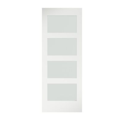 EightDoors Frosted Glass 4-Lite Shaker Barn Door Slab, 32 in. x 84 in.