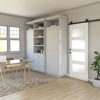 Image showing  36 in. x 96 in. Frosted Glass 4-Lite Shaker Barn Door Slab