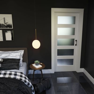 Image showing 5 th EightDoors 32 in. x 84 in. Frosted Glass 5-Lite Shaker Barn Door Slab