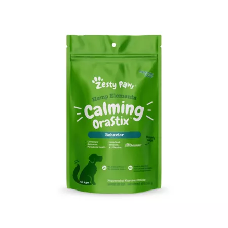 Zesty Paws Hemp Elem OraStix Calming Treats for Dogs Peppermint Flavor 12 oz. Dog Anxiety Supplements