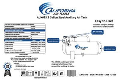 Image showing 6 th California Air Tools AUX02S Portable 2 Gallon Steel Air Tank