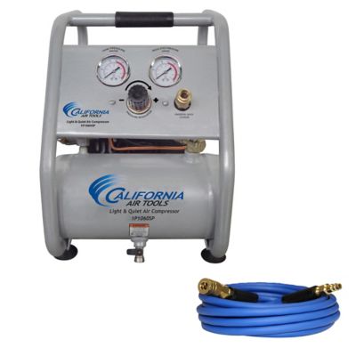 California Air Tools 1P1060SPH Light & Quiet .6 HP 1.0 gal. Steel Tank Air Compressor with Panel Hose Kit