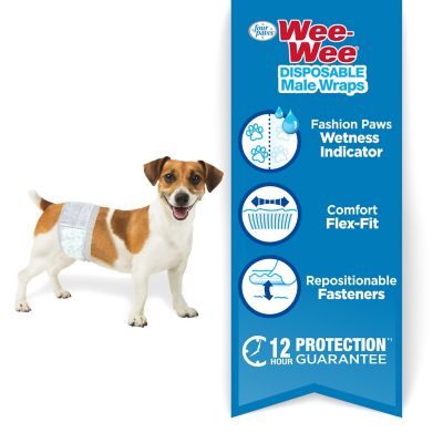 Image showing  Wetness Indicator Male Disposable Dog Wraps, Extra Small, 12 ct.