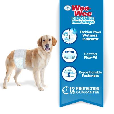 Image showing  Wetness Indicator Male Disposable Dog Wraps, Medium/Large, 12 ct.