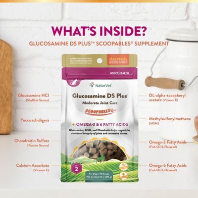 Image showing 6 th NaturVet Glucosamine DS Plus Level 2 Moderate Joint Care Scoopables Supplement for Dogs, 45 Scoops