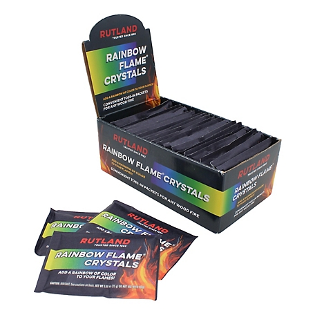 Rutland Rainbow Flame Crystals Toss-In Packets, Multi-Colored Fire, Case of 25