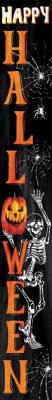 TX USA Corporation 72 in. Wooden "Happy Halloween" Skeleton Welcome Sign - Spooky Front Door Decor for Seasonal Celebrations