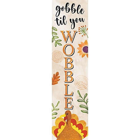 TX USA Corporation 36 in. "Gobble Til You Wobble" Fall Porch Sign - Rustic Harvest Decor