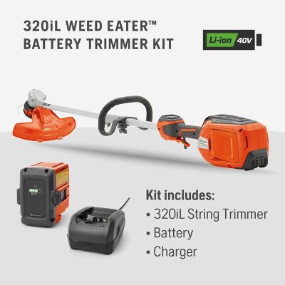 Image showing 8 th Husqvarna 320IL Weed Eater 16 in. 40V Straight Shaft Cordless String Trimmer, Battery & Charger Included