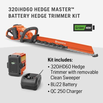 Image showing 8 th Husqvarna Hedge Master 320iHD60 24 in. 40V Cordless Hedge Trimmer, Battery and Charger Included