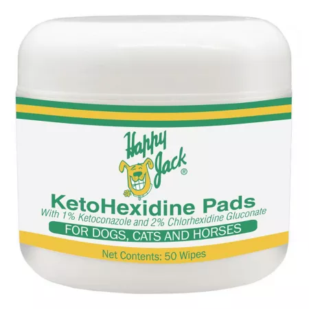 Happy Jack KetoHexidine Pads for Dogs Cats and Horses 50 ct Hot Spot & Itch Relief