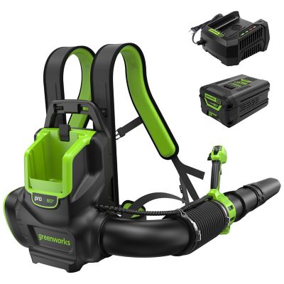 Greenworks 200 MPH/800 CFM 60V Cordless Backpack Leaf Blower, Battery and Charger Included