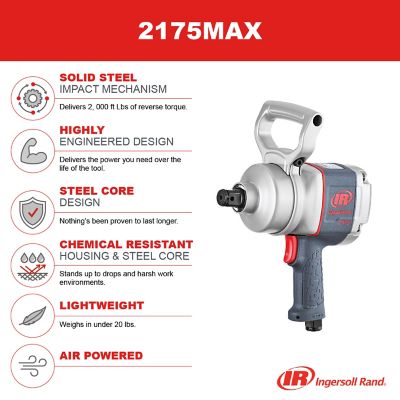 Image showing 5 th Ingersoll Rand 1 in. Air Impact Wrench, 2,000 ft.-lb. Max Torque Pistol Grip