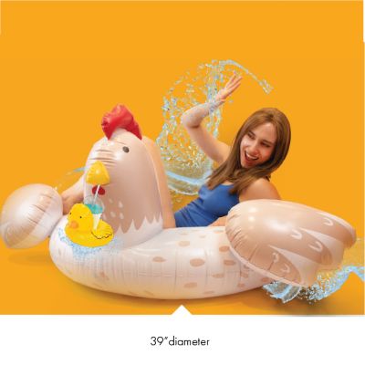 New! Rae Chicken Inflatable Pool Float With Mini Cup Holder